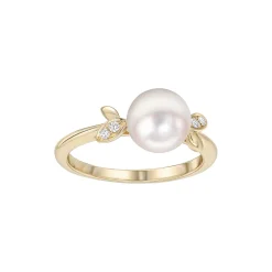 Discount Akoya perlering med diamanter 0,04 ct Ringer