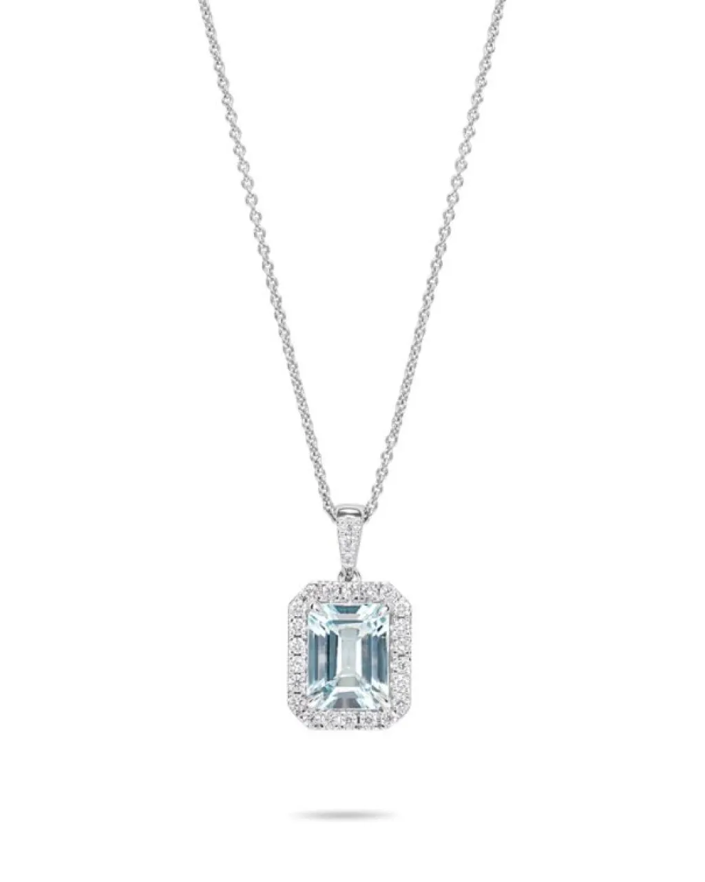Sale Anheng i 18 karat hvitt gull med akvamarin-sten og diamanter 0,47 ct Halssmykker