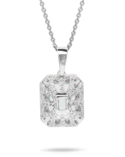 Sale Anheng i 18 karat hvitt gull med akvamarin-sten og diamanter 0,47 ct Halssmykker