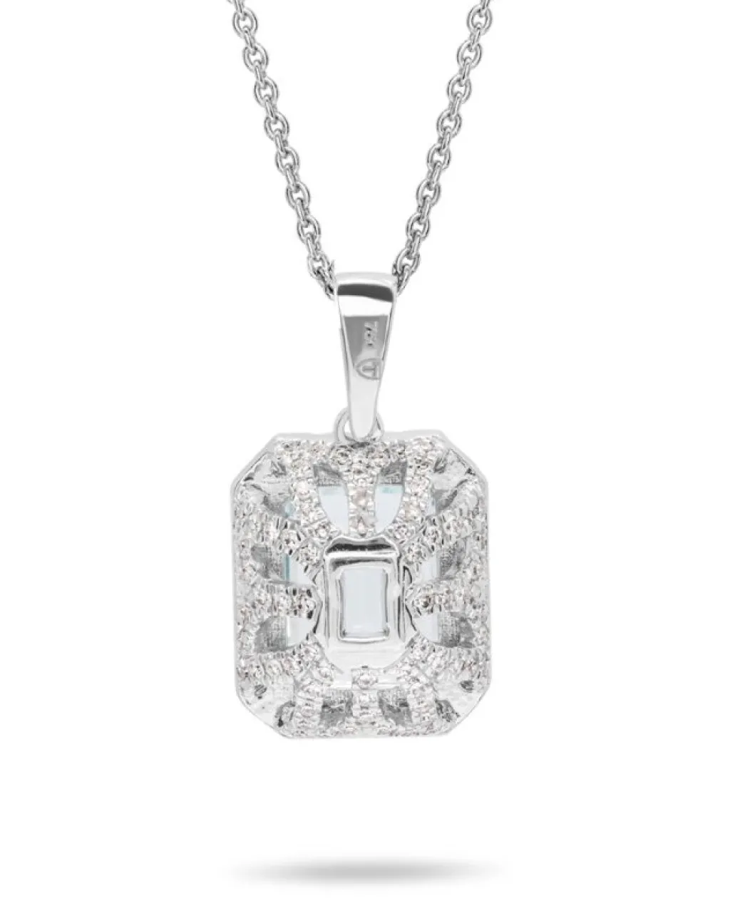 Sale Anheng i 18 karat hvitt gull med akvamarin-sten og diamanter 0,47 ct Halssmykker