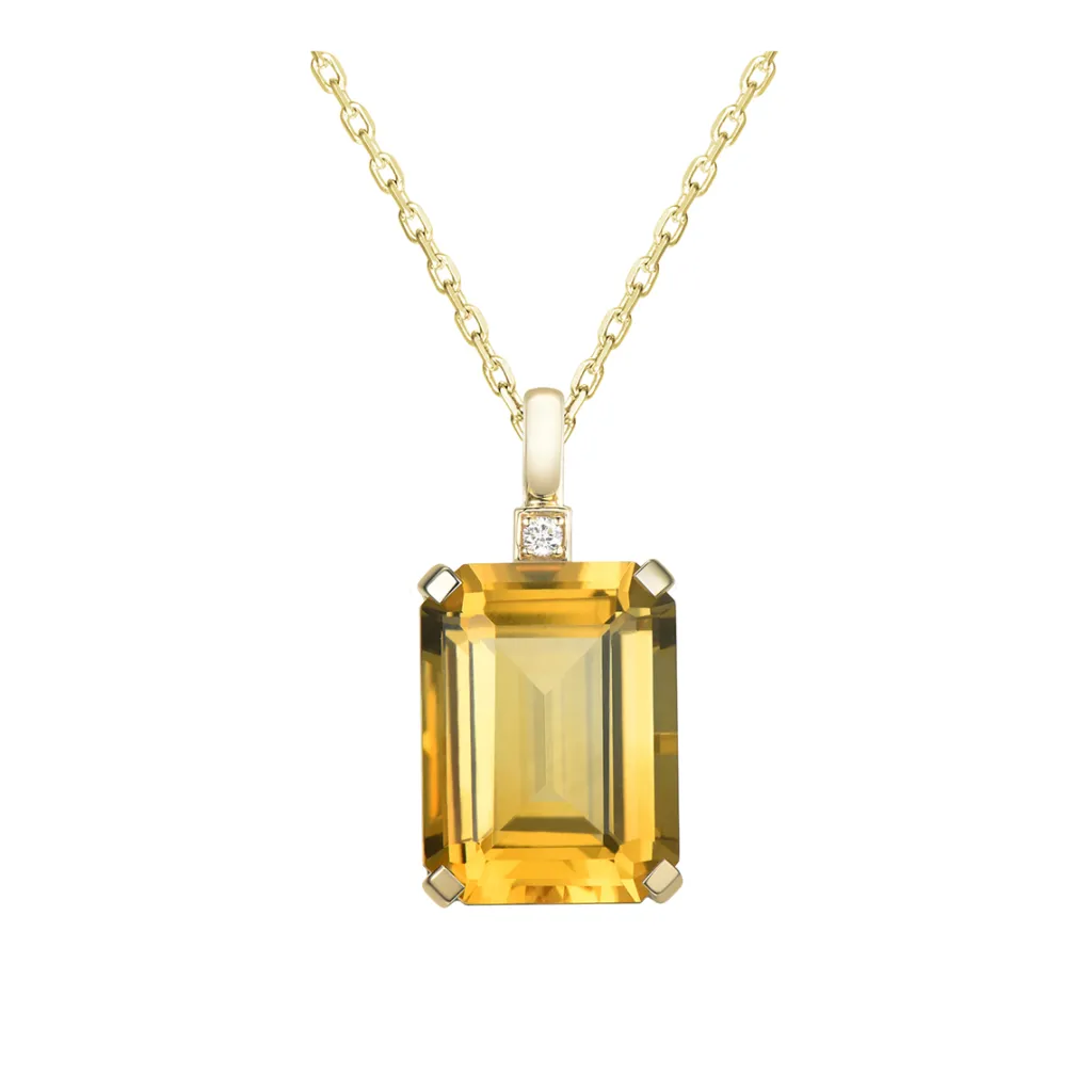 Fashion Anheng i gult gull med citrin 10,31 ct Halssmykker