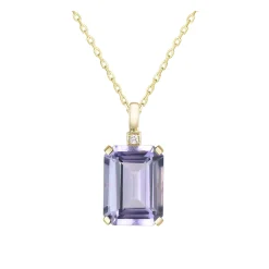 Outlet Anheng i gult gull med lilla ametyst 10,87 ct Halssmykker