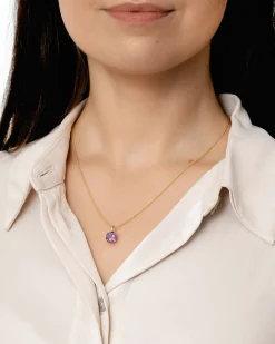 New Anheng i gult gull med lilla ametyst Halssmykker