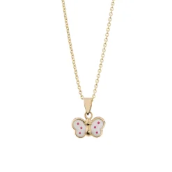 Outlet Anheng med sommerfugl i gult gull Halssmykker