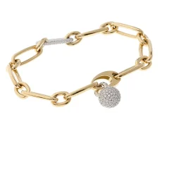 Sale Ankerarmbånd figaro i hvitt og gult gull med diamanter Armbånd