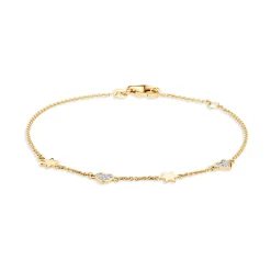 Online Armbånd i gult gull med stjerner og hjerter Armbånd