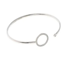 Outlet Armring i hvitt gull med sirkel og diamanter Armbånd