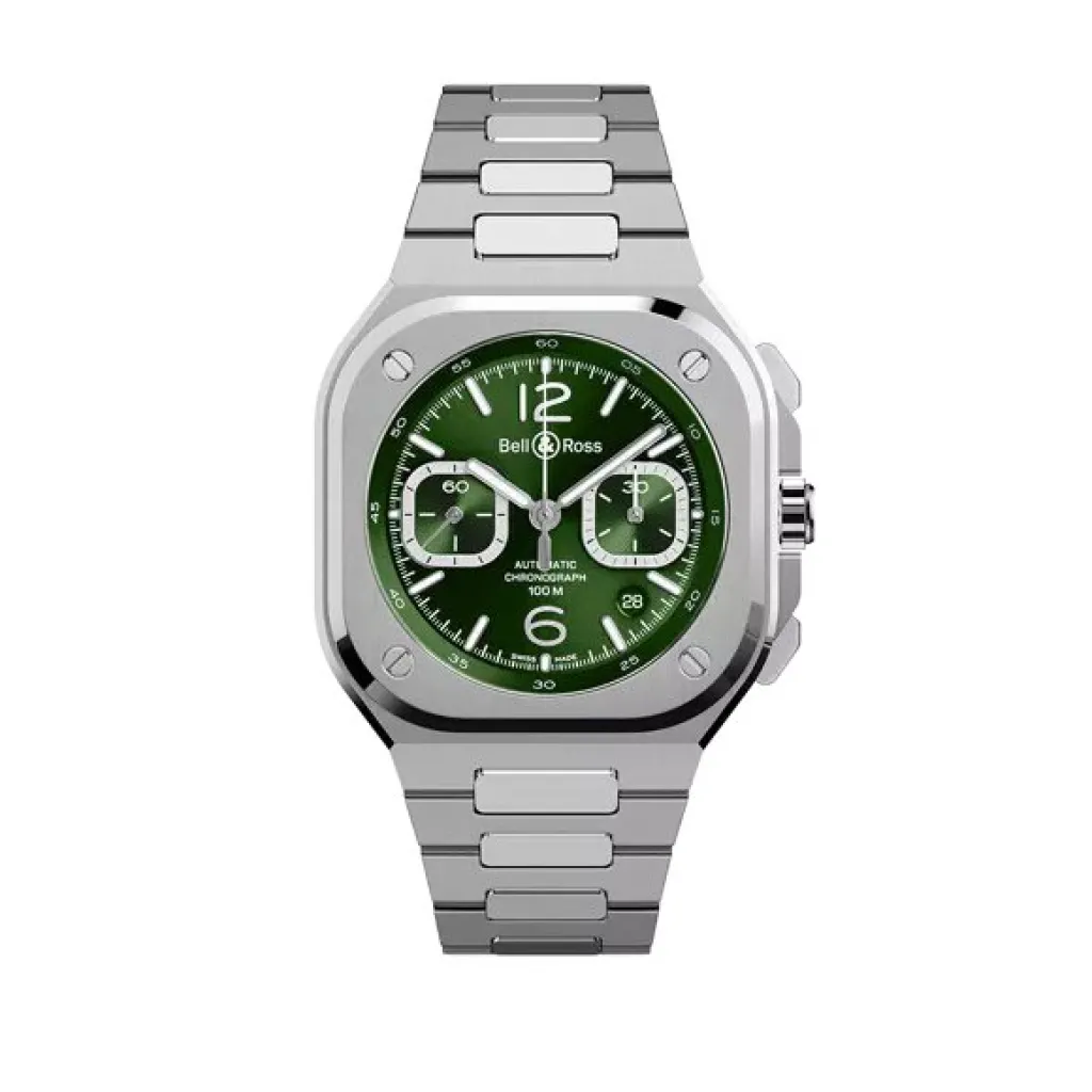 Clearance Bell & Ross BR05 Chrono Green Steel 42 mm Til Han