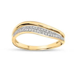 New Bølgering i gult gull med diamanter Ringer