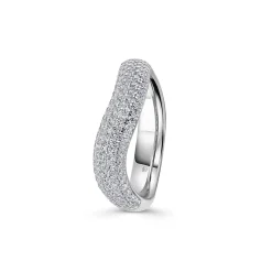 Discount Bølget ring i rhodinert sølv med cubik zirkonia Ringer