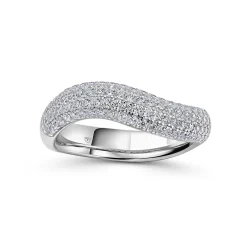 Discount Bølget ring i rhodinert sølv med cubik zirkonia Ringer