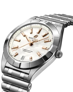 Outlet Chronomat 32 mm hvit perlemor og diamanter Klokker Med Diamanter | Til Henne