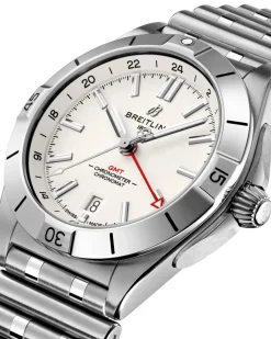 Fashion Chronomat Auto GMT rustfritt stål med hvit urskive 40 mm Til Han