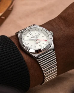 Fashion Chronomat Auto GMT rustfritt stål med hvit urskive 40 mm Til Han