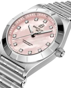 Clearance Chronomat rustfritt stål med rosa perlemor 28 mm Til Henne