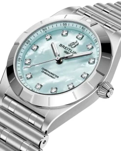 Sale Chronomat rustfritt stål med turkis perlemor 28 mm Til Henne