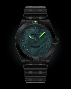 Sale Chronomat rustfritt stål med turkis perlemor 28 mm Til Henne