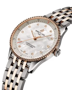 Online Navitimer perlemor og rødt gull 32 mm Two Tone Klokker | Til Henne