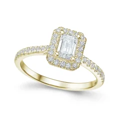 Discount Bridal Eternity diamantring i gult gull emerald cut 0,75 ct Ringer