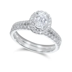 Sale Bridal Eternity diamantring i hvitt gull oval 0,75 ct Ringer