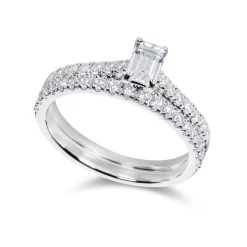 Fashion Bridal Eternity diamantring i hvitt gull emerald cut 0,60 ct Ringer