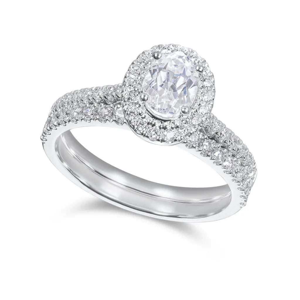 Sale Bridal Eternity diamantring i hvitt gull oval 0,75 ct Ringer