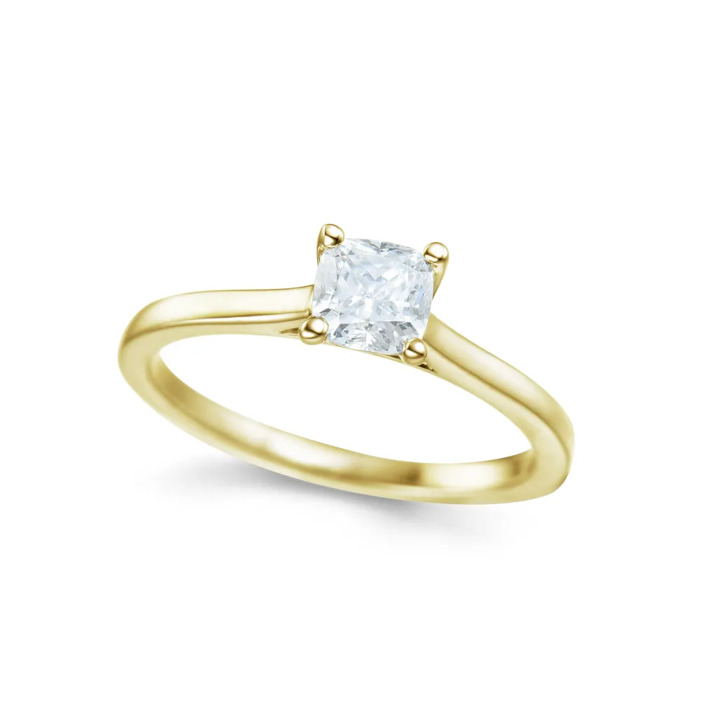 Clearance Bridal Eternity enstens diamantring i gult gull cushion 0,70 ct Ringer