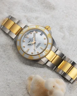 Hot DS Action Lady hvit perlemor 34,5 mm Klokker Med Diamanter | Two Tone Klokker