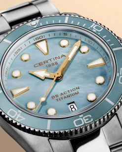 Clearance DS Action Turkis Perlemor 34,5 mm Dykkerklokker | Til Henne