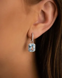 Fashion Charms blå topas og diamanter Ørepynt