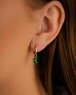 Sale Charms for Joy i gult gull med diopsid Ørepynt