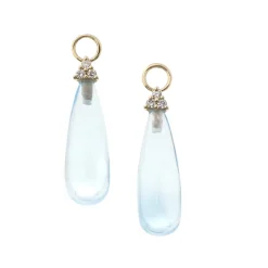 New Charms i gult gull med diamanter og blå topas Ørepynt