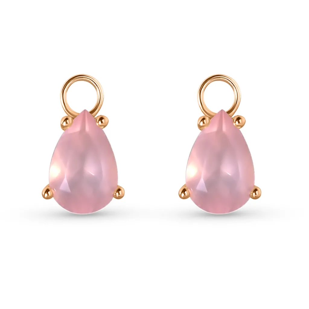 New Charms i gult gull med rosenkvarts 3,30 ct Ørepynt