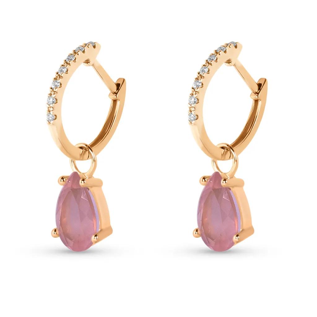 New Charms i gult gull med rosenkvarts 3,30 ct Ørepynt