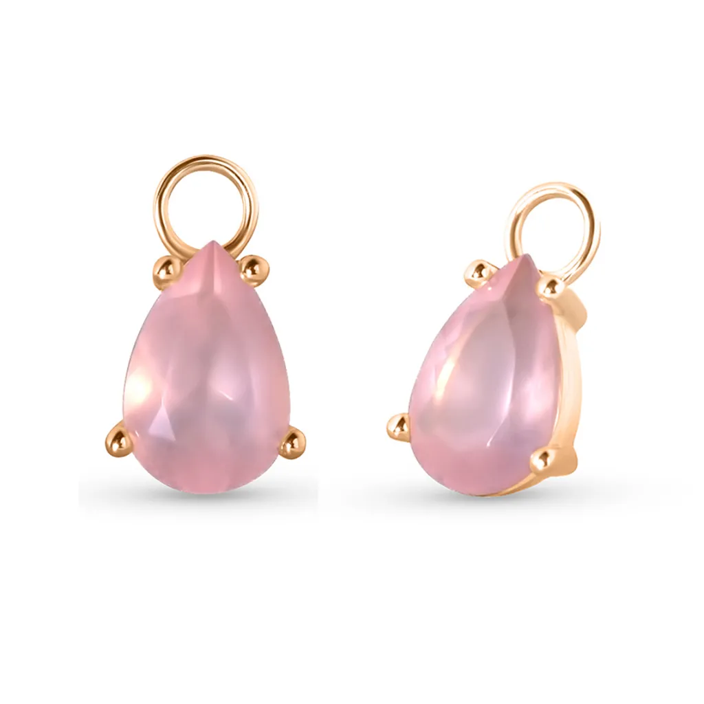 New Charms i gult gull med rosenkvarts 3,30 ct Ørepynt