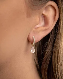 New Charms i gult gull med rosenkvarts 3,30 ct Ørepynt