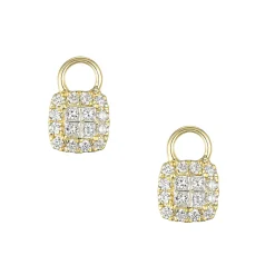 New Charms i gult gull princess cut 0,50 ct Ørepynt