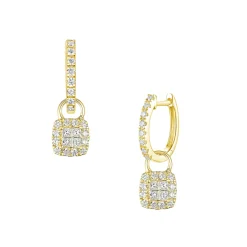 New Charms i gult gull princess cut 0,50 ct Ørepynt