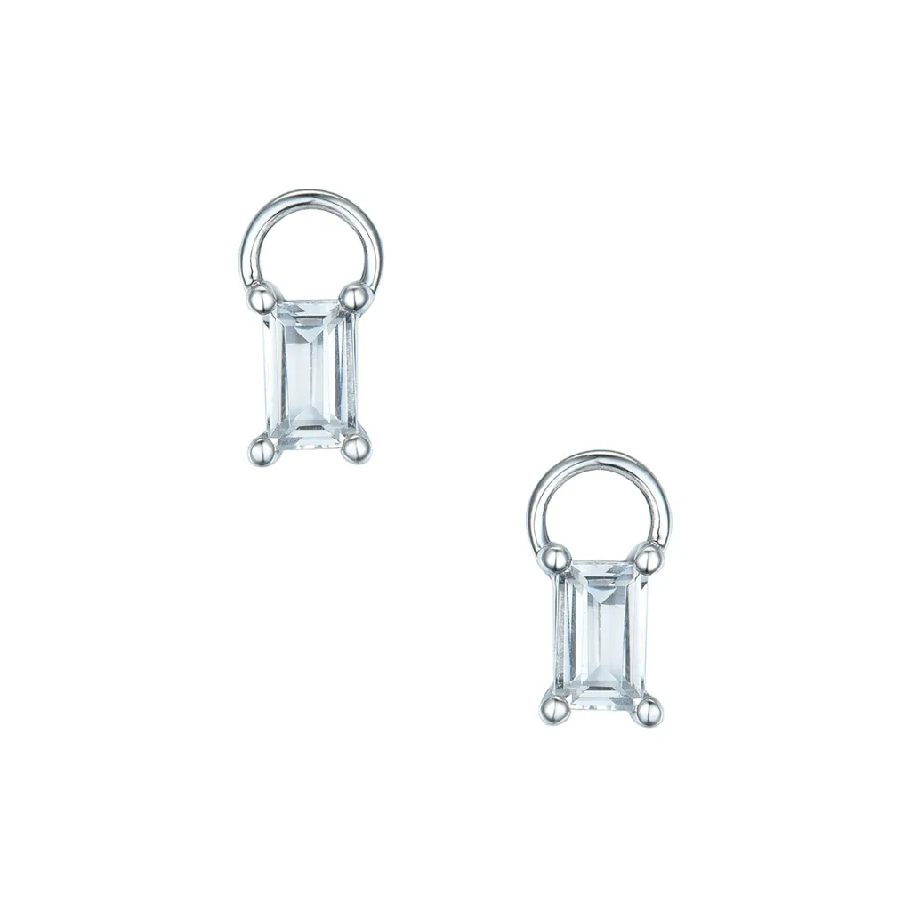 Best Charms i hvitt gull med hvit kvarts Ørepynt