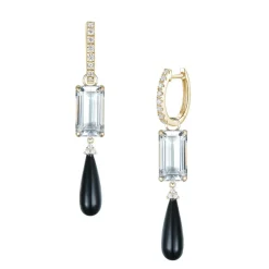 Clearance Charms med bergkrystall og sort agat 0,10 ct Ørepynt