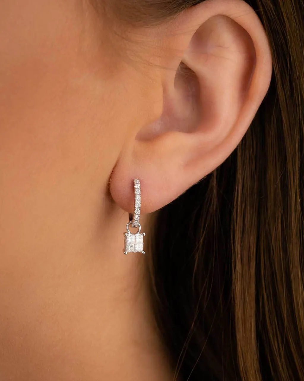 Sale Charms med diamanter princess cut 0,54 ct Ørepynt