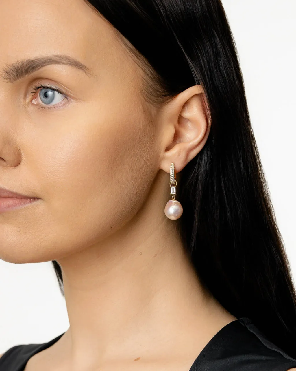 Discount Creoler i gult gull med diamanter i pavé 0,50 ct Ørepynt