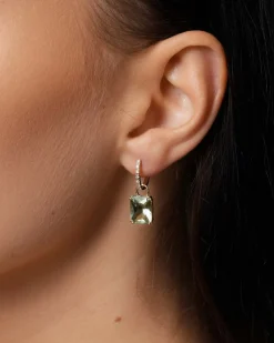 Fashion Creoler i gult gull med diamanter 0,08W/SI Ørepynt