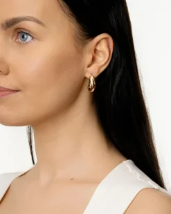 New Creoler i gult gull med twist Ørepynt