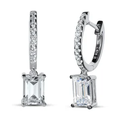 Hot Creoler i rhodinert sølv med cubic zirkonia heng Ørepynt