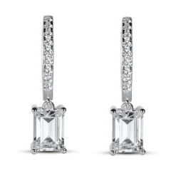 Hot Creoler i rhodinert sølv med cubic zirkonia heng Ørepynt