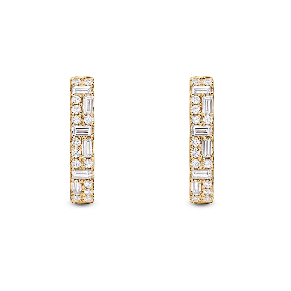 Sale Creoler med brilliant og baguette slipte diamanter 0,66 ct Ørepynt