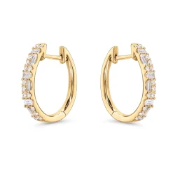 Sale Creoler med brilliant og baguette slipte diamanter 0,66 ct Ørepynt