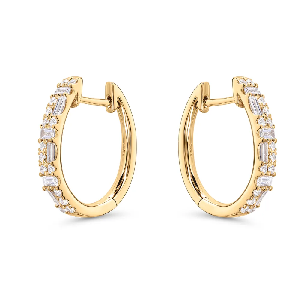 Sale Creoler med brilliant og baguette slipte diamanter 0,66 ct Ørepynt