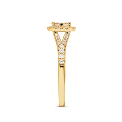 Best 0,55 ct diamantring i gult gull brilliant og princess cut Ringer